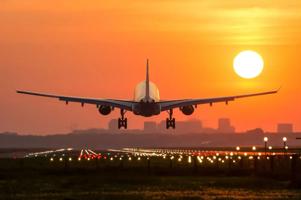 "Airplane Landing" "Sunset"